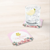 ピンクの白フローラ中国のア結婚チ ペーパーコースター (インサイチュ)