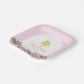 ピンクの白フローラ中国のア結婚チ ペーパープレート (傾斜あり)