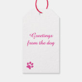 ピンクの白ペットの子犬のポープリントパターン ギフトタグ (裏面)