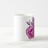 ピンクの白ラベンダーバラ花 コーヒーマグカップ (中央)