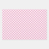 ピンクの白市松模様にのパターン ラッピングペーパーシート (正面)