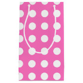 ピンクの白水玉模様 スモールペーパーバッグ (正面)