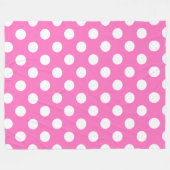 ピンクの白水玉模様 フリースブランケット (正面(横))