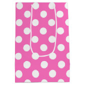 ピンクの白水玉模様 ミディアムペーパーバッグ (裏面)