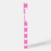 ピンクの白水玉模様 iPhoneケース (左側面)