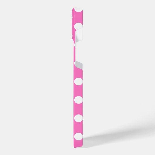 ピンクの白水玉模様 iPhoneケース (左側面)