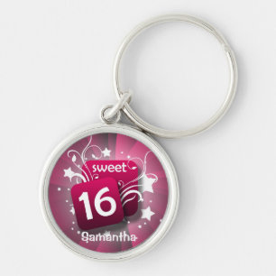 ピンクの白熱渦巻の菓子16パーソナライズなKeychain キーホルダー