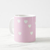 ピンクの白熱［赤熱］光を放つで白いハート コーヒーマグカップ (正面左)