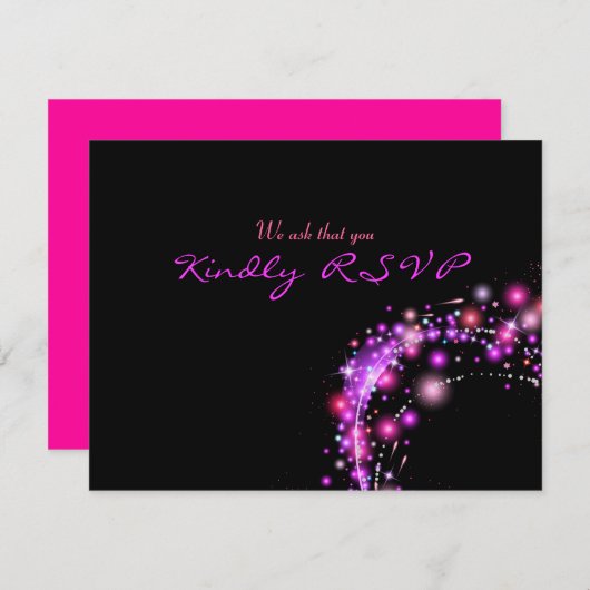 ピンクの白熱［赤熱］光を放つな星のバルミツワーの応答カード 出欠カード (正面/裏面)