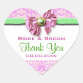 ピンクの白結婚緑の感謝していお前 ハートシール (正面)