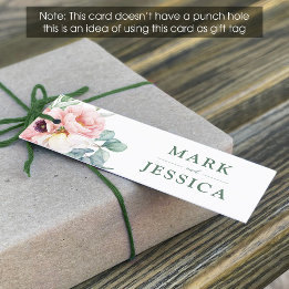 ピンクの白結婚花のラベル（1 x 3インチ） スキニー名刺