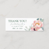 ピンクの白結婚花のラベル（1 x 3インチ） スキニー名刺 (裏面)