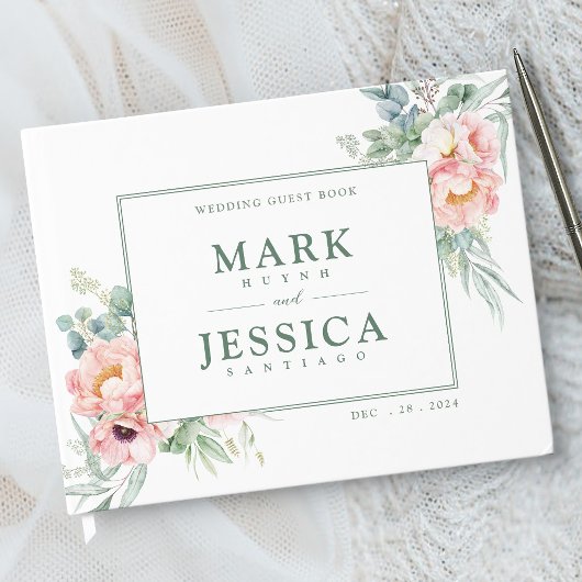 ピンクの白結婚花 ゲストブック
