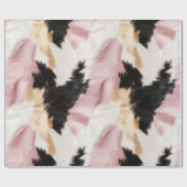 ピンクの白金ゴールド黒フェイク牛類動物 ラッピングペーパー (フラット)