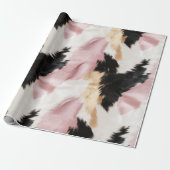 ピンクの白金ゴールド黒フェイク牛類動物 ラッピングペーパー (アンロールド)