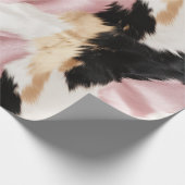 ピンクの白金ゴールド黒フェイク牛類動物 ラッピングペーパー (角)