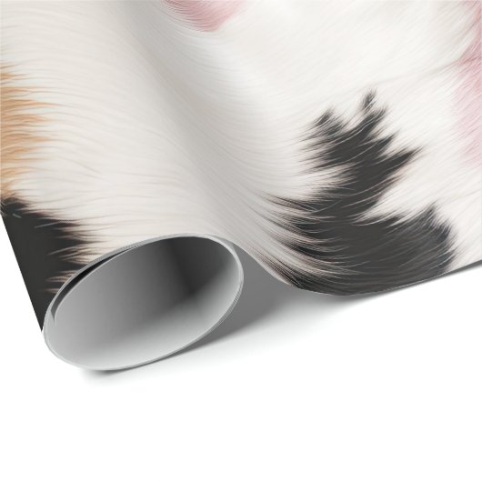 ピンクの白金ゴールド黒フェイク牛類動物 ラッピングペーパー (ロールコーナー)