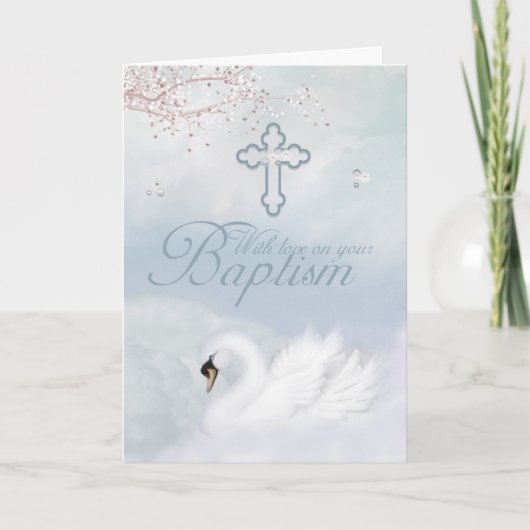 ピンクの白鳥とバプテスマのカード カード (正面)