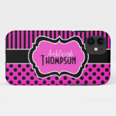 ピンクの白黒のストライプのな水玉模様のiPhone 5の場合 Case-Mate iPhoneケース (裏面(横))