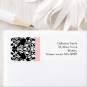 ピンクの白黒のダマスク住所 シール (インサイチュ)