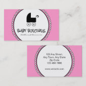 ピンクの白黒のベビーのブティックの名刺 名刺 (正面/裏面)