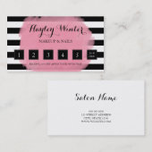 ピンクの白黒のメーキャップアーティストのロイヤリティを縞で飾ります ロイヤリティカード (正面/裏面)