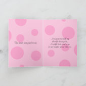 ピンクの白黒の水玉模様の結婚式は感謝していしています サンキューカード (内部)