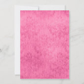 ピンクの白黒の花のダマスク織のブライダルシャワー 招待状 (裏面)