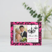 ピンクの白黒シャンデリアありがとうポストカード ポストカード (スタンド正面)