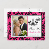 ピンクの白黒シャンデリアありがとうポストカード ポストカード (正面/裏面)