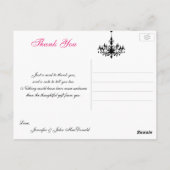 ピンクの白黒シャンデリアありがとうポストカード ポストカード (裏面)