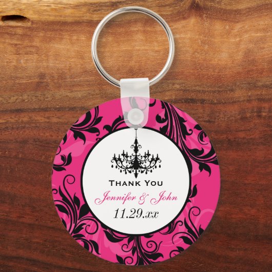 ピンクの白黒シャンデリアスクロールキーチェーンの好意 キーホルダー (正面)
