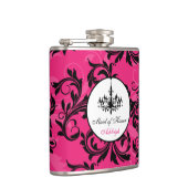 ピンクの白黒シャンデリアスクロールMOHフラスコ フラスク (右)