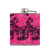 ピンクの白黒シャンデリアスクロールMOHフラスコ フラスク (裏面)