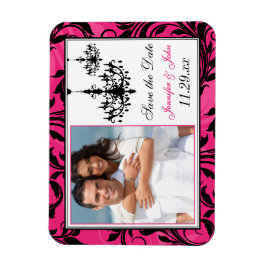 ピンクの白黒シャンデリア日付磁石を保存 マグネット