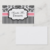 ピンクの白黒ダマスクの名刺 名刺 (正面/裏面)