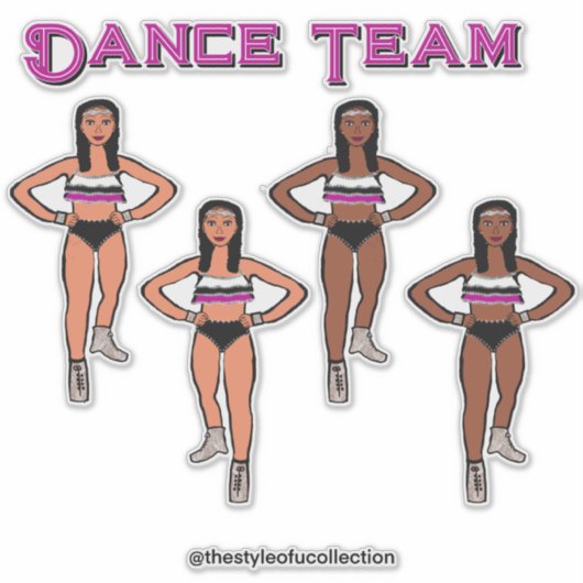 ピンクの白黒ダンサー シール (正面)