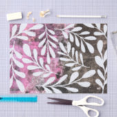 ピンクの白黒フローラ抽象芸術アートデコパージュ 薄葉紙 (クラフト)