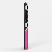 ピンクの白黒水玉模様の波のモノグラム Case-Mate iPhoneケース (裏面/右)