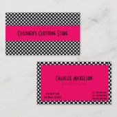ピンクの白黒水玉模様 名刺 (正面/裏面)