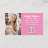 ピンクの白qrコード写真メイク ロイヤリティカード (裏面)