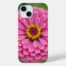ピンクの百日草 - 花柄 iPhone 15ケース