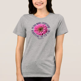 ピンクの百日菊 エクレス 3:11 聖書の詩 花柄デザイン トライブレンドＴシャツ