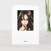 ピンクの目のブルネットのアニメ少女の漫画 カード (裏面)