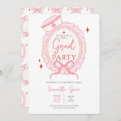 ピンクの看護師卒業パーティー 招待状 (正面/裏面)