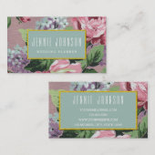 ピンクの真新しいヴィンテージの花の名刺 名刺 (正面/裏面)