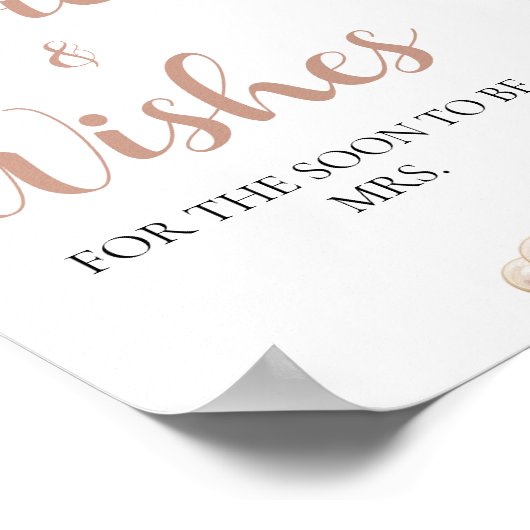 ピンクの真珠とプロセッコのアドバイスとウィッシュのサイン ポスター (角)