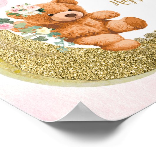 ピンクの真珠の赤ちゃんシャワーおしゃぶり狩りポスター ポスター (角)