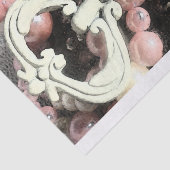 ピンクの真珠上のヴィンテージの白い合い鍵 薄葉紙 (詳細)