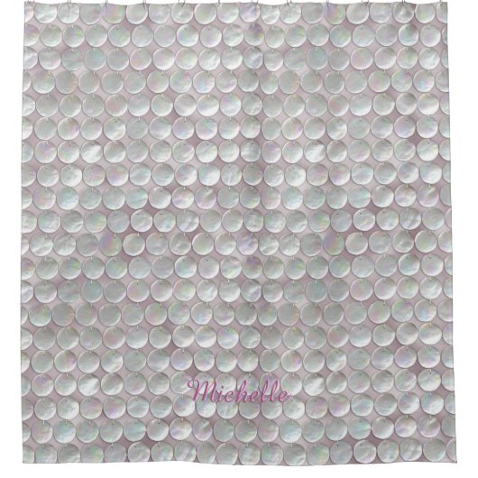 ピンクの真珠色のスパンコールの浴室 シャワーカーテン (正面)